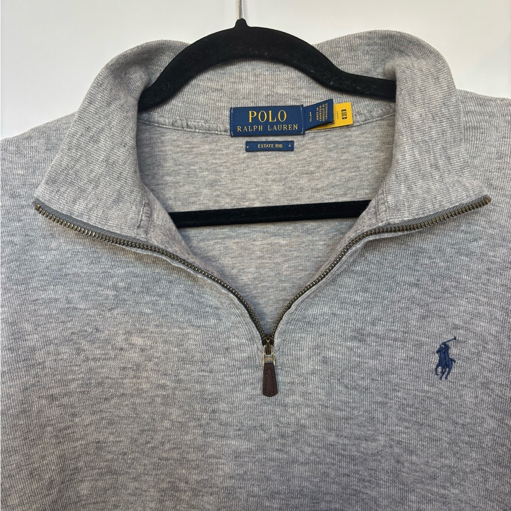 Polo by Ralph Lauren Light Gray Half-Zip Pullover- Large